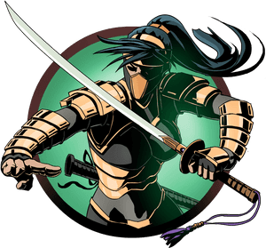 Animated Ninja Warriorwith Katana PNG