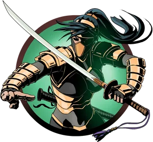 Animated Ninja Warriorwith Katana PNG Image