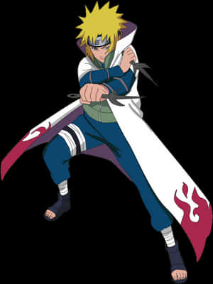 Animated Ninjawith Kunaiand Cloak PNG image with transparent background