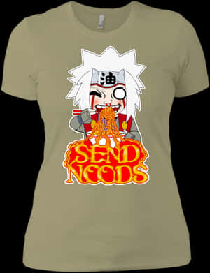Animated Noodle Lover T Shirt Design PNG image with transparent background
