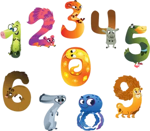 Animated Numberswith Characters PNG Image