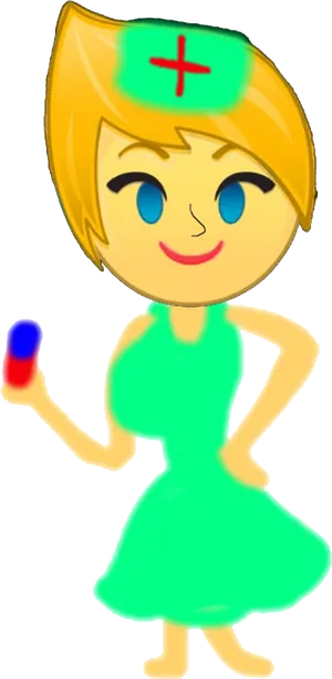 Animated Nurse Character Holding Pill PNG Image