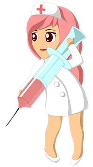 Animated Nurse With Syringe PNG Image