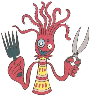 Animated Octopus Chef Cartoon PNG Image