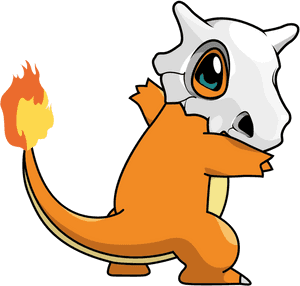 Animated Orange Dinosaurwith Flame Tail PNG image with transparent background