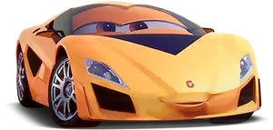 Animated Orange Sports Car Character PNG Image