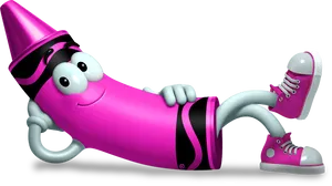 Animated Pink Crayon Character PNG Image