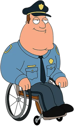 Animated Police Officerin Wheelchair PNG Image