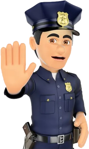 Animated Policeman Gesture Stop PNG Image