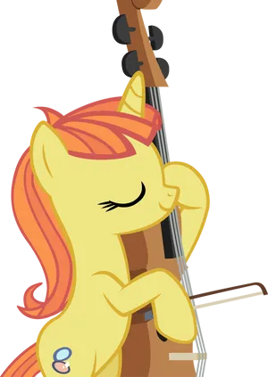 Animated Pony Playing Cello PNG Image