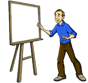 Animated Presenter With Whiteboard PNG
