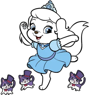 Animated Princess Dogand Cats PNG Image