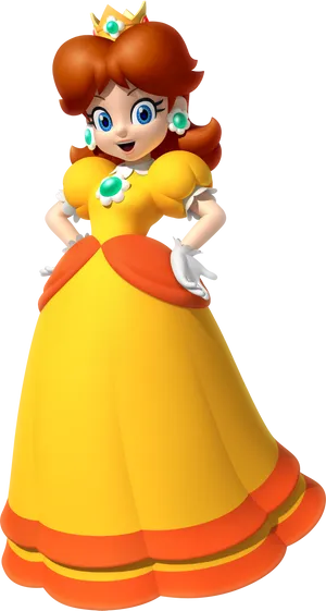 Animated Princessin Yellow Dress PNG Image