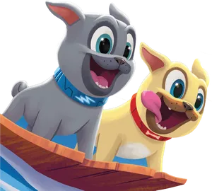 Animated Puppies Adventure PNG Image