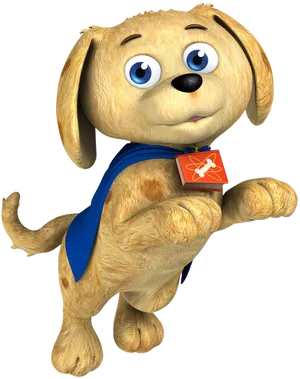 Animated Puppy With Cape PNG Image