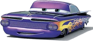 Animated Purple Classic Car Character PNG Image