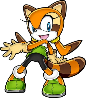 Animated Raccoon Character Pose PNG Image