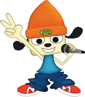 Animated Rapper Character Peace Sign PNG Image