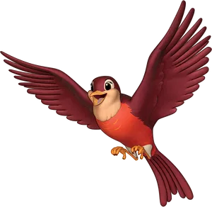 Animated Red Bird In Flight PNG Image