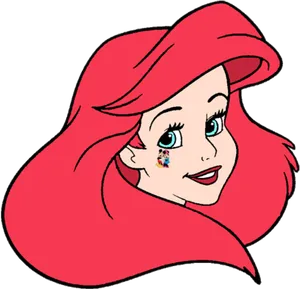 Animated Red Haired Girl Portrait PNG Image