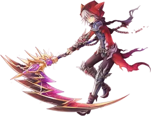 Animated Red Hooded Reaperwith Scythe PNG Image