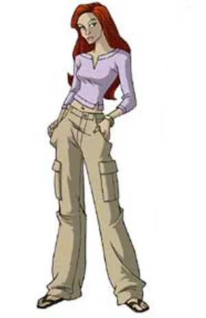 Animated Redhead Character Casual Outfit.png PNG Image