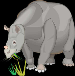 Animated Rhino Eating Grass PNG image with transparent background