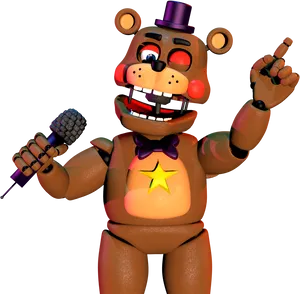 Animated Rockstar Bear With Microphone PNG Image