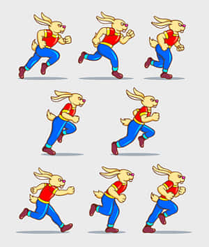 Animated_ Running_ Rabbit_ Sprite_ Sheet PNG image with transparent background