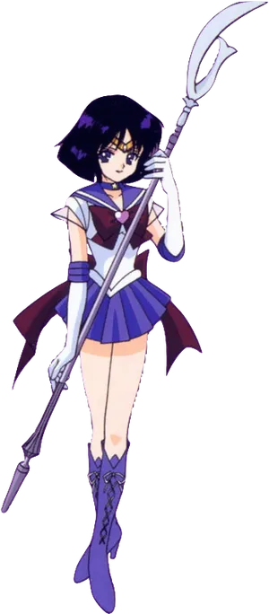 Animated Sailor Warriorwith Staff PNG Image