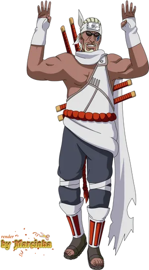 Animated Samurai Warrior Pose PNG Image