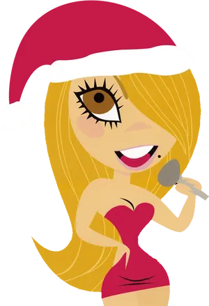 Animated Santa Hat Singer PNG Image