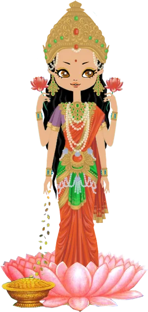 Animated Saraswati Goddess Illustration PNG Image