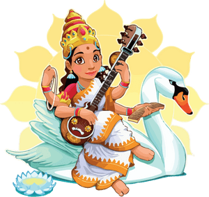 Transparent Vasant Panchami Cartoon Musical Instrument - Maa Saraswati Duck, HD Png Download PNG