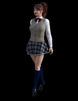 Animated Schoolgirl Uniform PNG with transparent background