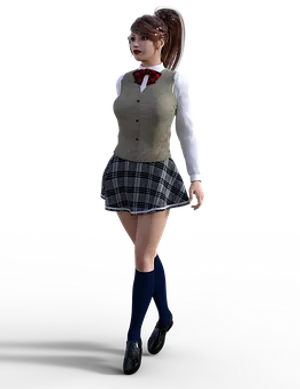Animated Schoolgirl Uniform PNG Image