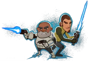 Animated Sci Fi Heroes Action Pose PNG Image