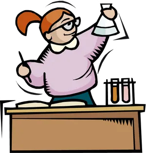 Animated Scientist Conducting Experiment PNG Image