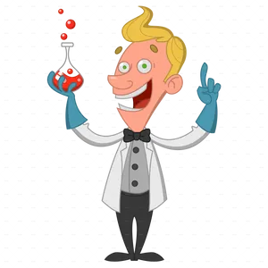 Animated Scientistwith Beaker PNG Image