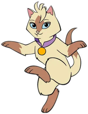 Animated Siamese Cat Character PNG Image