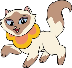 Animated Siamese Cat Illustration PNG Image