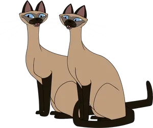 Animated Siamese Cats Illustration PNG Image