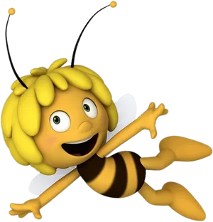 Animated Smiling Bee Character PNG Image