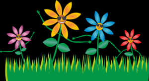 Animated Smiling Flowers PNG image with transparent background