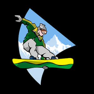 Animated Snowboarder Action PNG image with transparent background