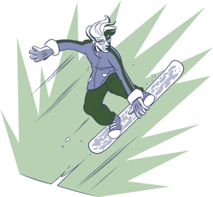 Animated Snowboarder Action Pose PNG image with transparent background