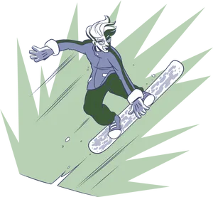 Animated Snowboarder Action Pose PNG Image