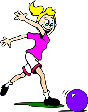 Animated Soccer Player Girl Kicking Ball PNG Image