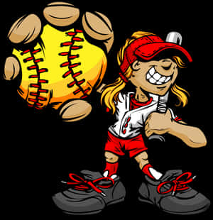 Animated Softball Player Readyto Play PNG image with transparent background