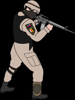 Animated_ Soldier_with_ Rifle_ Vector PNG image with transparent background